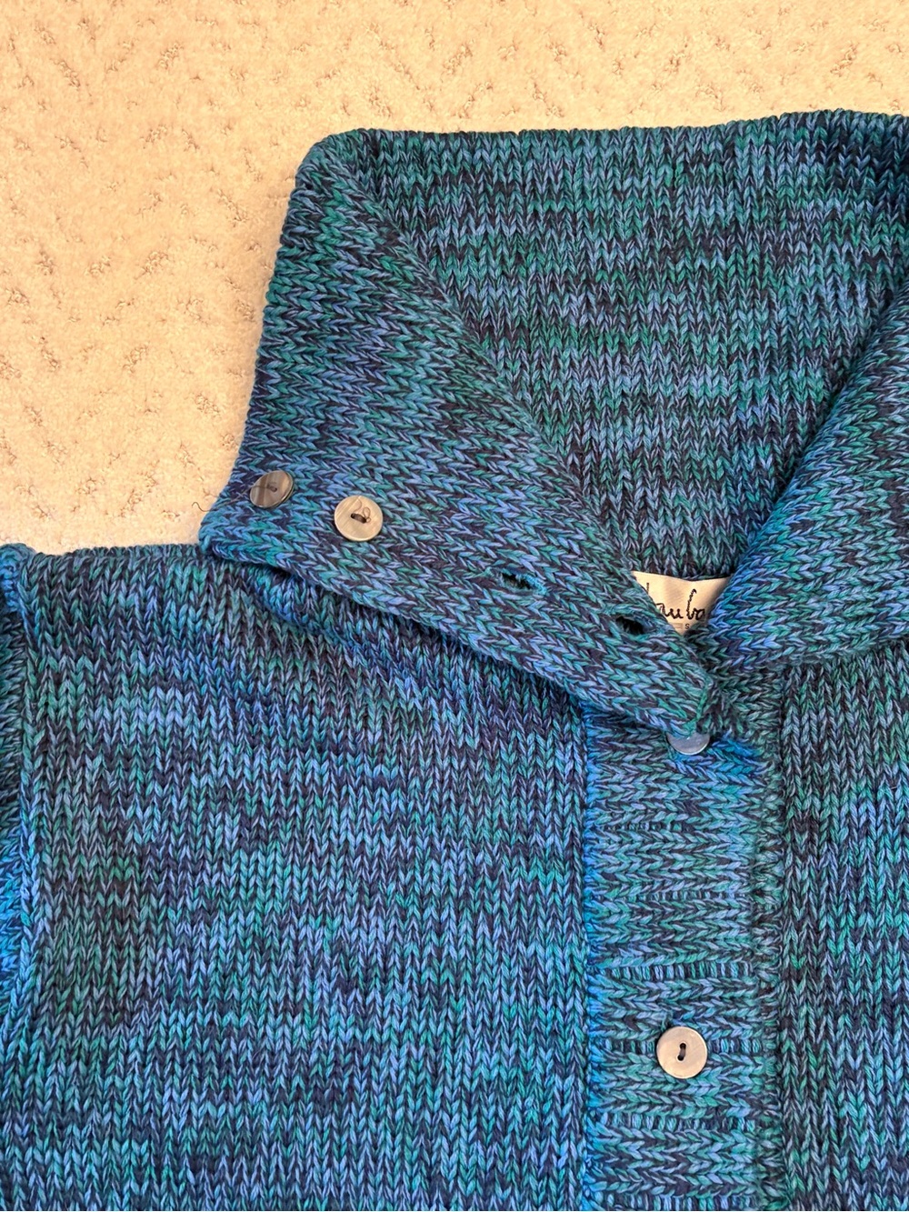 Vintage Joan Vass Knitted Tunic Sweater Size M Blue Green Pockets Acrylic Wool - Picture 8 of 14